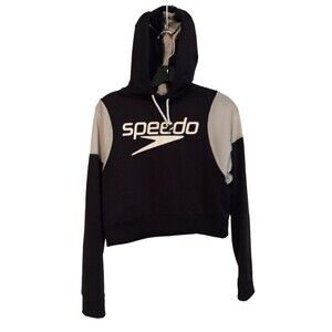 Vintage Speedo black and grey‎ crop hoodie